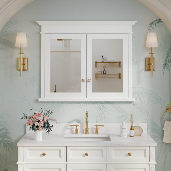 Winston Porter 32'' H Recessed Mount Solid Wood Framed Medicine Cabinet ...